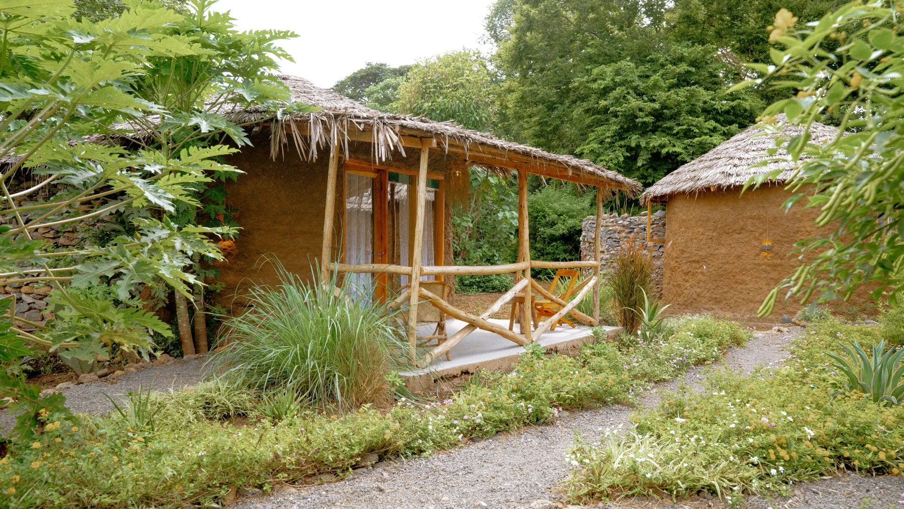 The approach path to the guest huts at Sio Maasai, Manyata Village