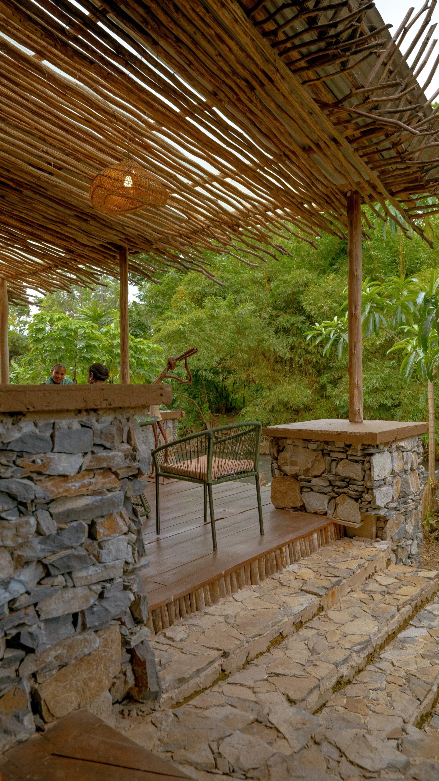 The lounge deck overlooking the grounds at Sio Maasai lodge